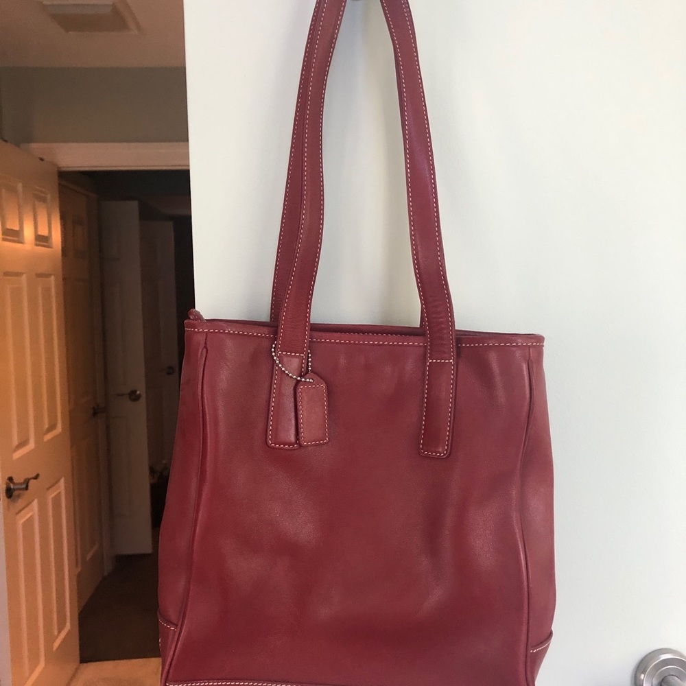 Coach Handbag with Strap in Red (also available in dark green)